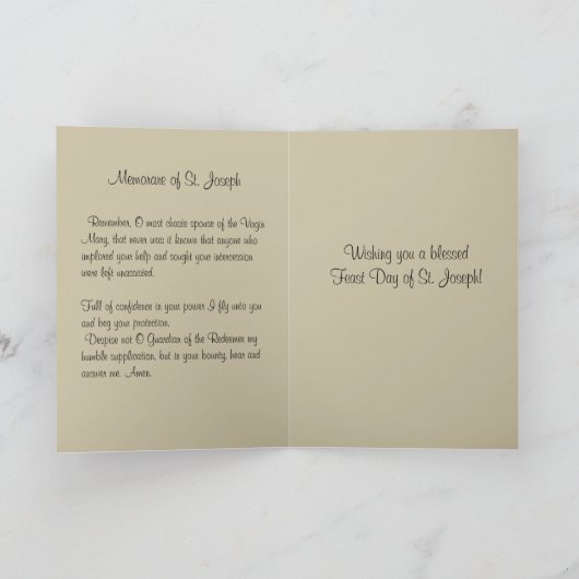 St. Joseph Festtag Katholische Religiöse Karte (Innenseite)