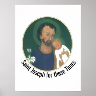 St. Joseph für diese Zeiten Flach Grußkarte Poster