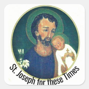 St. Joseph für diese Zeiten Quadratischer Aufkleber
