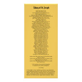 St. Joseph, Fürst der Kirche, mit Litany Werbekarte (Hinten)