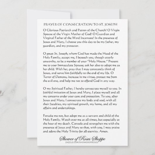 St. Joseph Gesetz zur Schlichtung katholisches Geb (Rückseite)