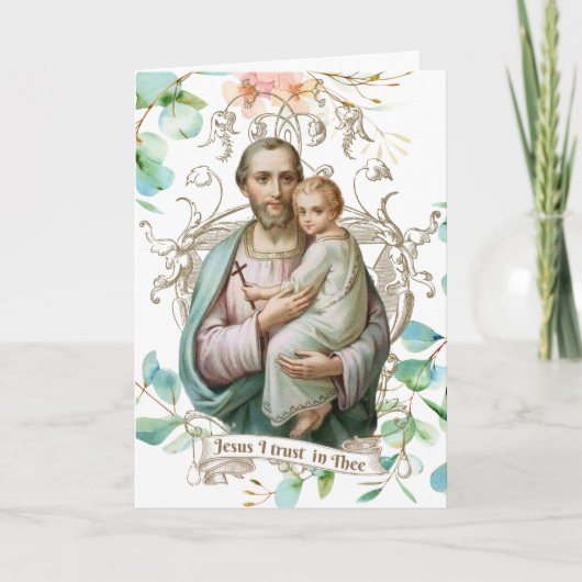 St. Joseph Jesus floral Religious Katholic Karte (Vorderseite)