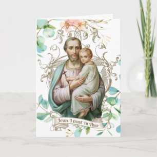 St. Joseph Jesus floral Religious Katholic Karte