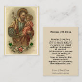 St. Joseph Jesus katholische Kleeblätter des Gebet Visitenkarte (Vorne/Hinten)