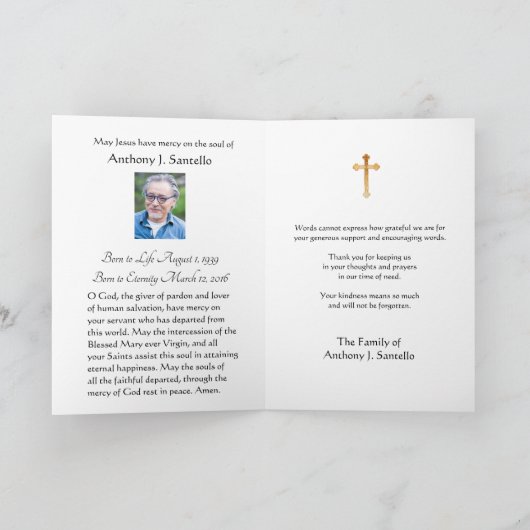 St. Joseph Jesus katholisches Beileid Vielen Dank Dankeskarte (Innenseite)