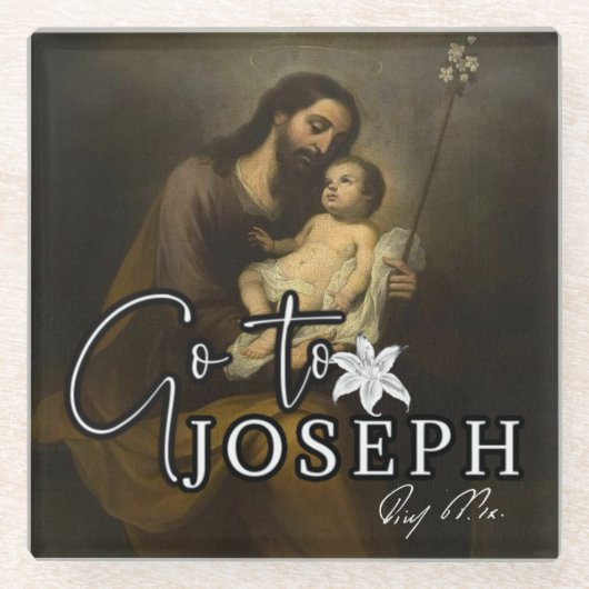 St. Joseph Jesus katholisches Gebet Religiöse Glasuntersetzer (Vorderseite)
