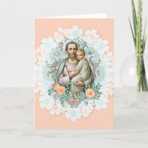 St. Joseph Jesus religiöse florale Vintage-Karte Karte