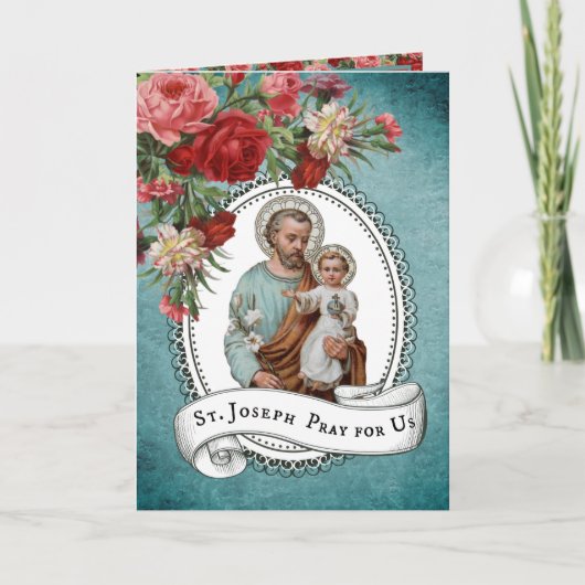 St. Joseph Jesus Rote Rosen Memorare Gebet Karte (Vorderseite)