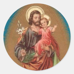 St. Joseph, Jesuskind, Lilien Vintage Runder Aufkleber