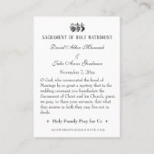 St. Joseph Katholische Gastgeschenk Hochzeit Holy  Visitenkarte (Rückseite)