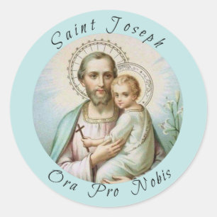 St Joseph, Kind Jesus, Lilien-Personal, Kreuz Runder Aufkleber
