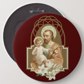 St. Joseph Kind Jesus mit Lily Religious Button (Vorne & Hinten)