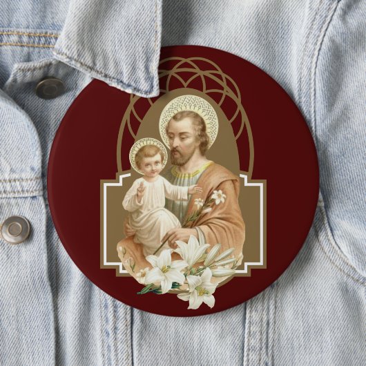 St. Joseph Kind Jesus mit Lily Religious Button (Beispiel)