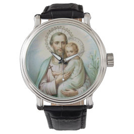St. Joseph Kind Jesus Traditionelle Lilien Armbanduhr