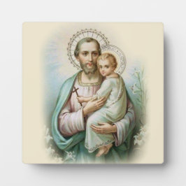 St. Joseph Kind Jesus Traditionelle Lilien Fotoplatte