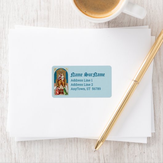 St. Joseph, Kleinkind CC, Engel mit Vatikanmodell Adressaufkleber (Insitu)