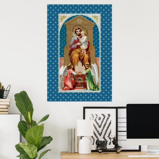 St Joseph, Kleinkind CC; Engel mit Vatikanmodell Poster (Heimbüro)