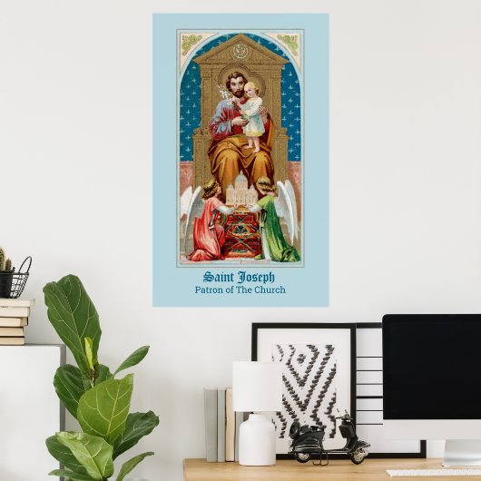 St Joseph, Kleinkind CC; Engel mit Vatikanmodell Poster (Heimbüro)