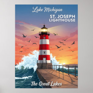 St. Joseph Lighthouse am Lake Michigan Poster