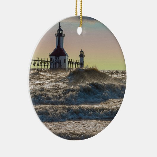 St Joseph Lighthouse Painterly Keramik Ornament (Rechts)
