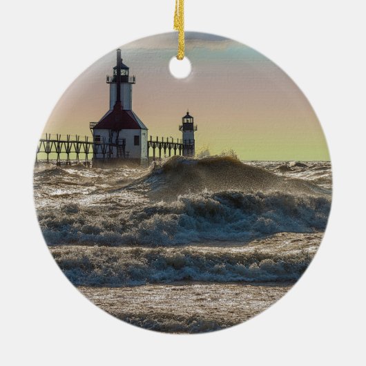 St Joseph Lighthouse Painterly Keramik Ornament (Hinten)