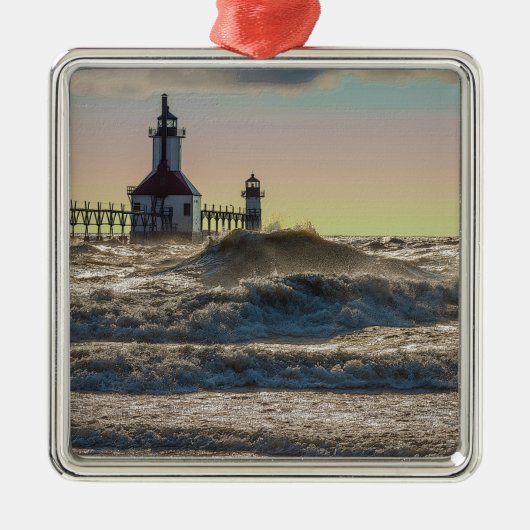 St Joseph Lighthouse Painterly Ornament Aus Metall (Vorne)