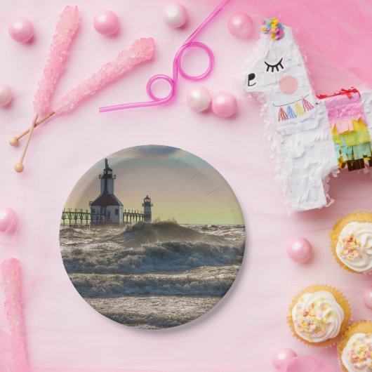 St Joseph Lighthouse Painterly Pappteller (Party)