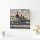 St. Joseph Lighthouse Painterly Square Wall Clock Quadratische Wanduhr (Zuhause)