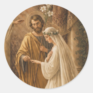 St. Joseph Mary Verlobung Hochzeit Braut Bräutigam Runder Aufkleber