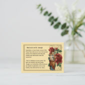 St. Joseph Memorare Katholisches Gebet Heilige Kar Visitenkarte (Stehend Vorderseite)