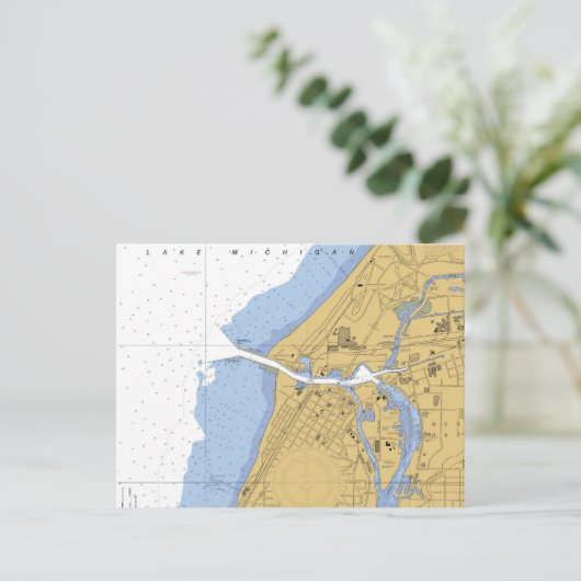 St Joseph, MI Nautical Harbour Chart Postcard Postkarte (Stehend Vorderseite)