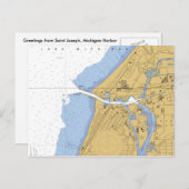 St Joseph, MI Nautical Harbour Chart Postcard Postkarte (Vorne/Hinten)