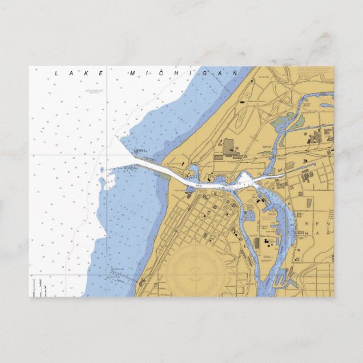 St Joseph, MI Nautical Harbour Chart Postcard Postkarte (Vorderseite)