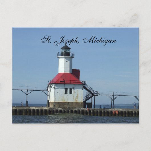 St. Joseph, Michigan Lighthouse am See Mychigan Postkarte (Vorderseite)