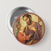 St Joseph mit Christus-Kinderjesus-Rosen Button (Vorne & Hinten)