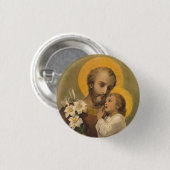 St Joseph mit dem Kind Jesus Button (Vorne & Hinten)