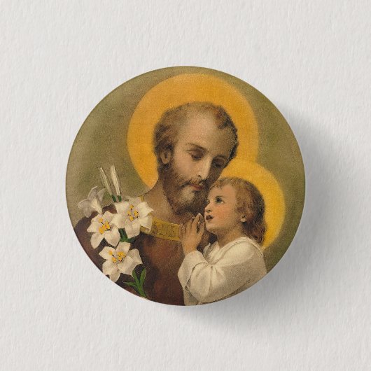 St Joseph mit dem Kind Jesus Button (Vorderseite)