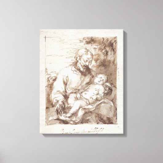 St. Joseph mit dem schlafenden Christkind (Stift & Leinwanddruck (Vorderseite)