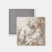 St. Joseph mit dem schlafenden Christkind (Stift & Magnet (Vorderseite/Rückseite)