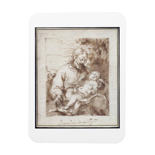 St. Joseph mit dem schlafenden Christkind (Stift & Magnet (Vertikal)