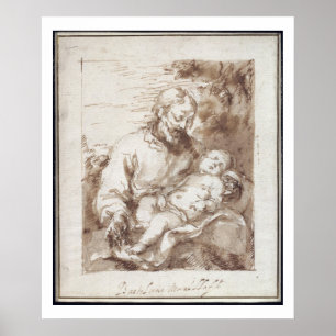 St. Joseph mit dem schlafenden Christkind (Stift & Poster