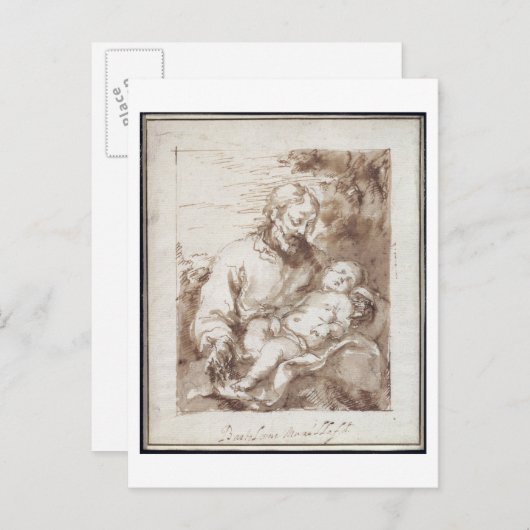 St. Joseph mit dem schlafenden Christkind (Stift & Postkarte (Vorne/Hinten)