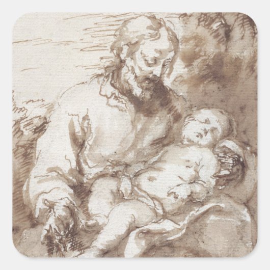 St. Joseph mit dem schlafenden Christkind (Stift & Quadratischer Aufkleber (Vorderseite)