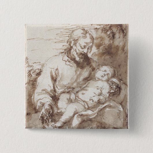 St Joseph mit dem schlafenden Christus-Kind (Stift Button (Vorderseite)