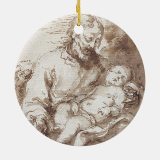 St Joseph mit dem schlafenden Christus-Kind (Stift Keramikornament (Hinten)