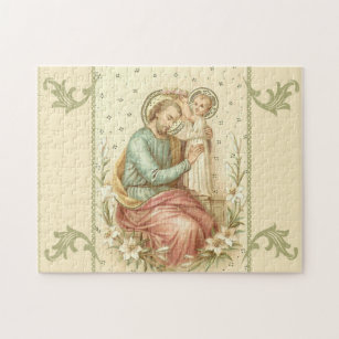 St Joseph mit den Baby-Jesus-Lilien Puzzle
