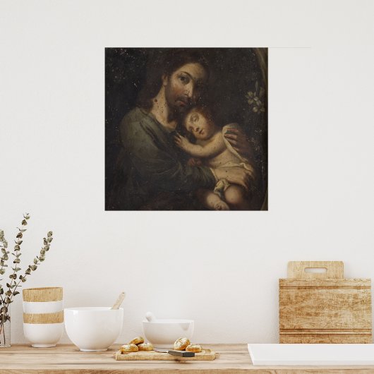 St. Joseph mit einem schlafenden Jesus Poster (Küche)
