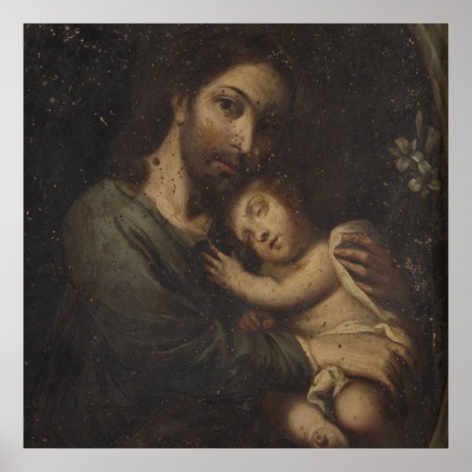 St. Joseph mit einem schlafenden Jesus Poster (Vorne)