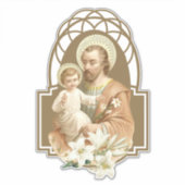 St. Joseph mit Kind Jesus Lilies Aufkleber (Vorderseite)