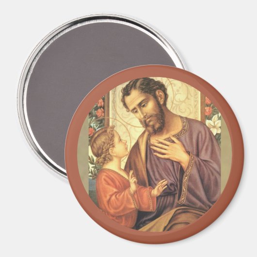 St. Joseph mit Kind Jesus Lily Magnet (Vorderseite/Rückseite)
